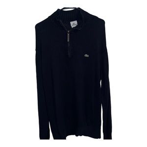 Lacoste Navy Blue Sweater Men’s 6 XL Zipper Casual Wear Work Cotton Fall Winter